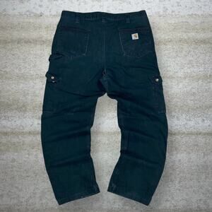 Vintage 90s Carhartt Carpenter Pants 38x32 Baggy Wide Leg Fit Black Double Knees